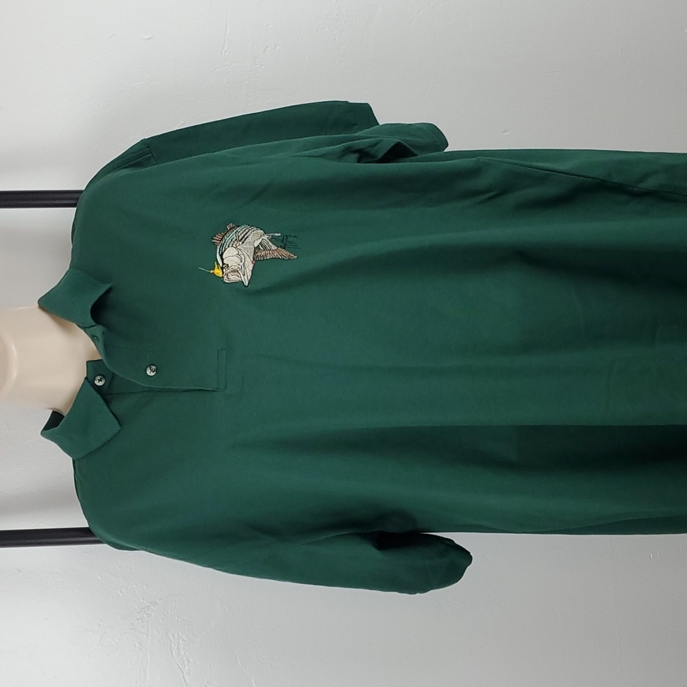 Guy Harvey green polo embroidered fish cotton size XL New